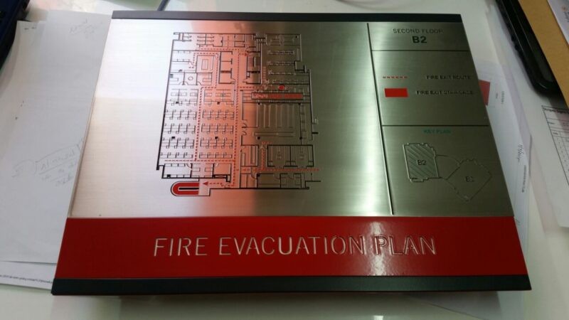 Exit Sign- Engraved Evacuation Plan