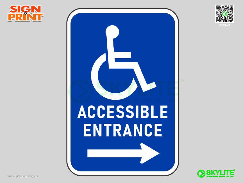 Accessible Entrance (Right Arrow) Safety Sign
