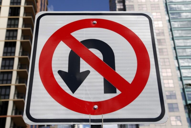 Traffic and Street Sign- Reflective Turn Prohibited