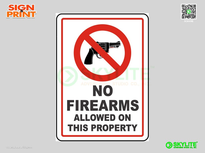 No Firearms Allowed on This Property Safety Sign