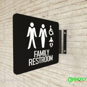 Acrylic Family Restroom Sign with GI Metal Holder