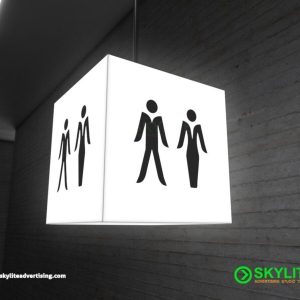 Bathroom Sign- Hanging Cube Acrylic Lightbox