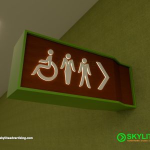 Bathroom Sign - Laser Cut Acrylic on GI Painted Fabricated Box