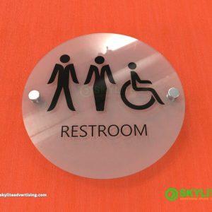 Frosted Acrylic All Gender Restroom Sign Circular