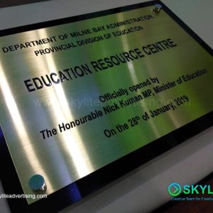 Brass Etching Logo Signage with Acrylic Backing